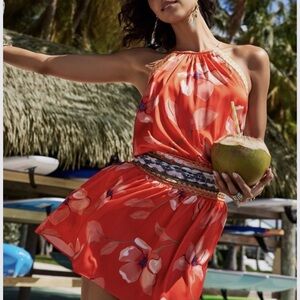 Ramy Brooke Floral Halter Neck Dress